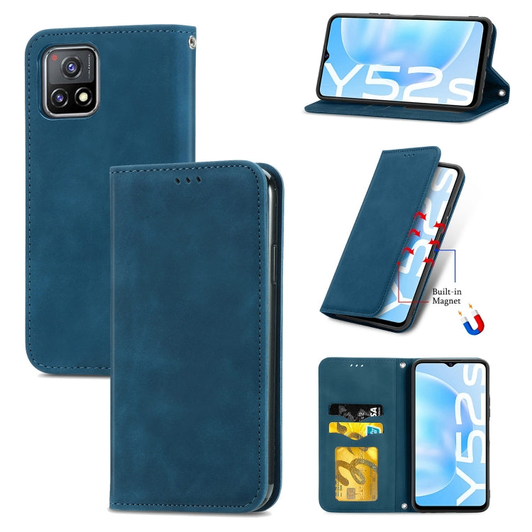 For vivo Y52S Retro Skin Feel Business Magnetic Horizontal Flip Leather Case With Holder & Card Slots & Wallet & Photo Frame
