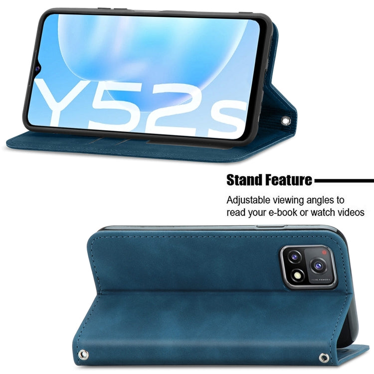 For vivo Y52S Retro Skin Feel Business Magnetic Horizontal Flip Leather Case With Holder & Card Slots & Wallet & Photo Frame