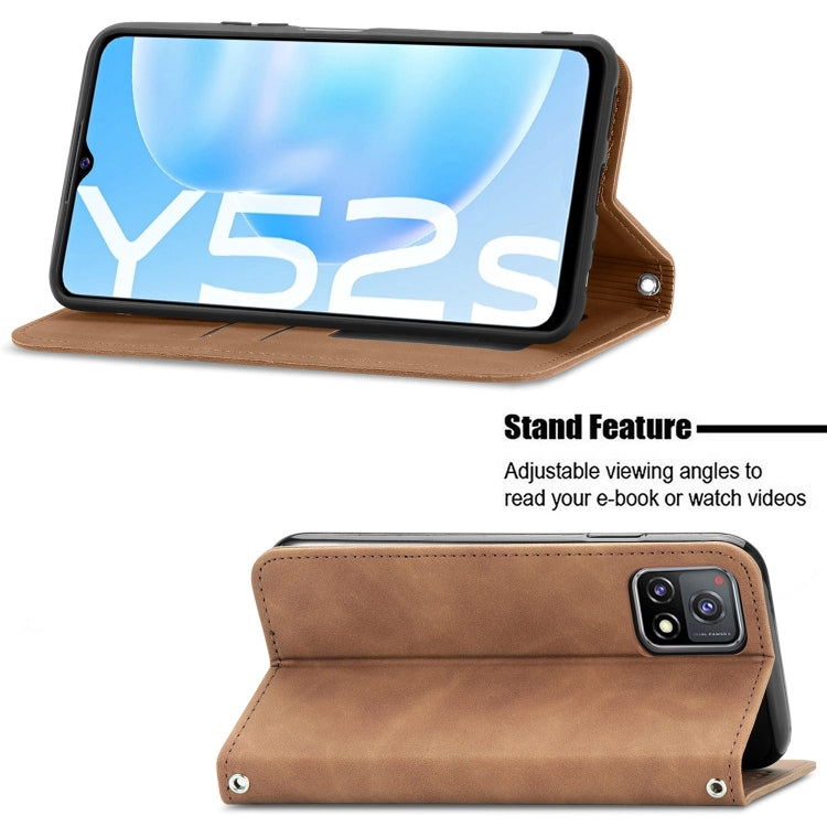 For vivo Y52S Retro Skin Feel Business Magnetic Horizontal Flip Leather Case With Holder & Card Slots & Wallet & Photo Frame