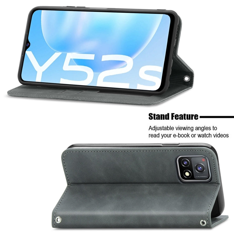 For vivo Y52S Retro Skin Feel Business Magnetic Horizontal Flip Leather Case With Holder & Card Slots & Wallet & Photo Frame