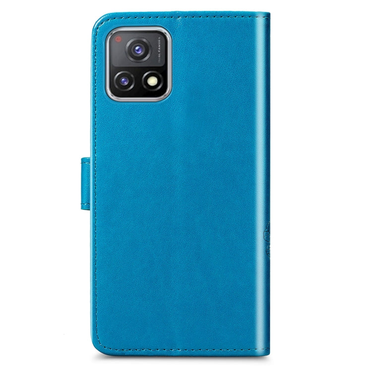 For vivo Y52s Four-leaf Clasp Embossed Buckle Mobile Phone Protection Leather Case with Lanyard & Card Slot & Wallet & Bracket Function