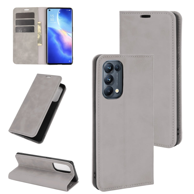For OPPO Reno5 Pro 5G Retro-skin Business Magnetic Suction Leather Case with Holder & Card Slots & Wallet
