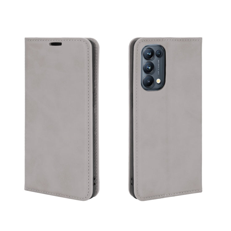 For OPPO Reno5 Pro 5G Retro-skin Business Magnetic Suction Leather Case with Holder & Card Slots & Wallet