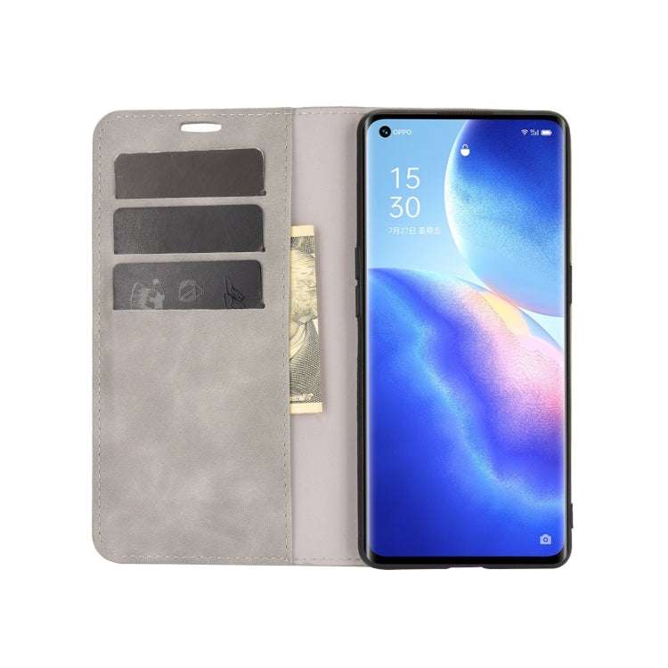 For OPPO Reno5 Pro 5G Retro-skin Business Magnetic Suction Leather Case with Holder & Card Slots & Wallet