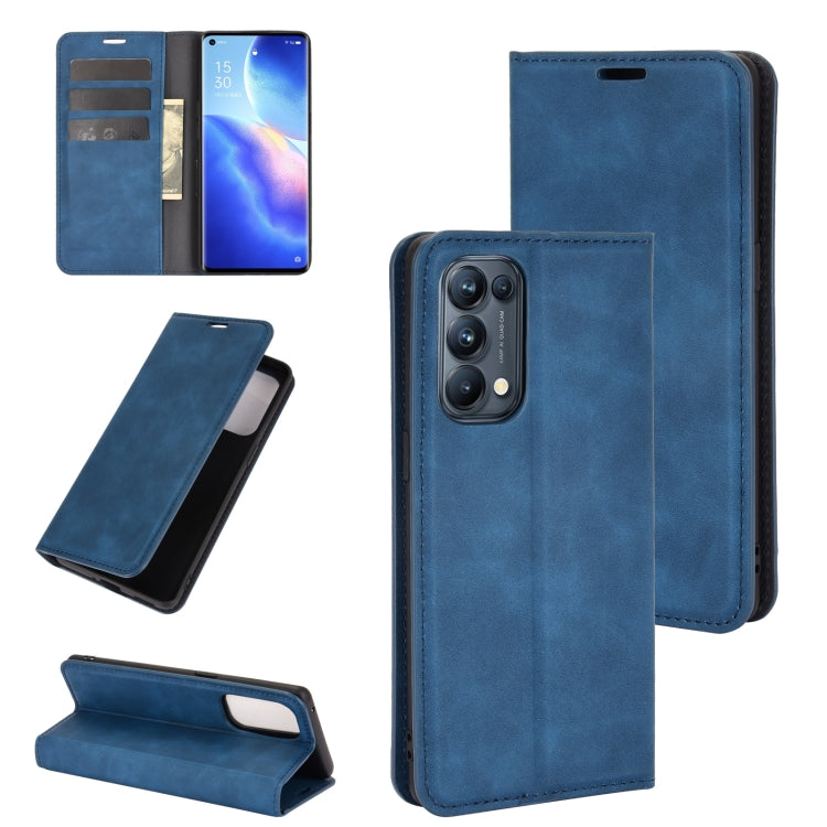 For OPPO Reno5 Pro 5G Retro-skin Business Magnetic Suction Leather Case with Holder & Card Slots & Wallet