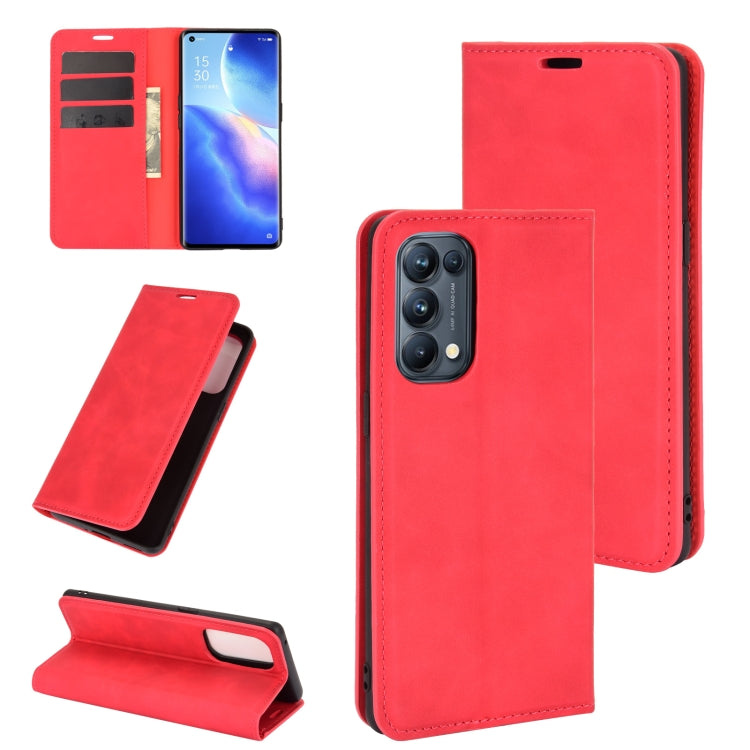 For OPPO Reno5 Pro 5G Retro-skin Business Magnetic Suction Leather Case with Holder & Card Slots & Wallet