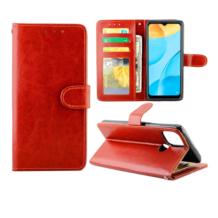 For OPPO A15 Crazy Horse Texture Leather Horizontal Flip Protective Case with Holder & Card Slots & Wallet & Photo Frame