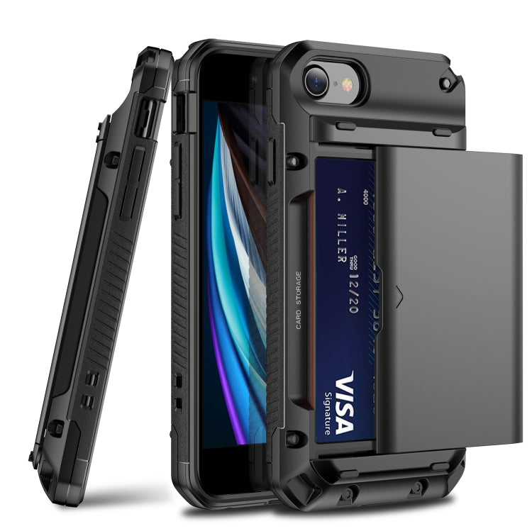 For iPhone 7 Plus / 8 Plus PC+TPU Shockproof Heavy Duty Armor Protective Case with Slide Multi-Card Slot
