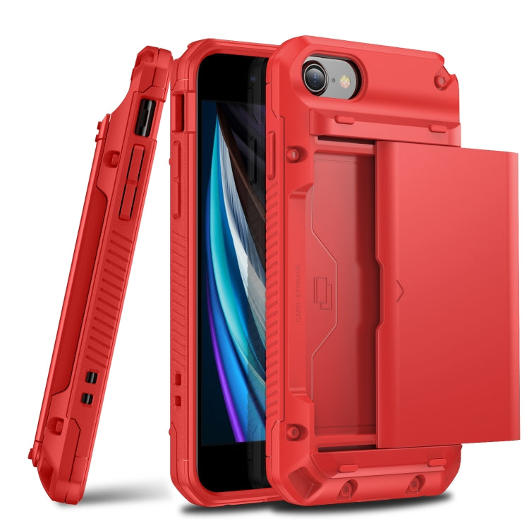 For iPhone 7 Plus / 8 Plus PC+TPU Shockproof Heavy Duty Armor Protective Case with Slide Multi-Card Slot