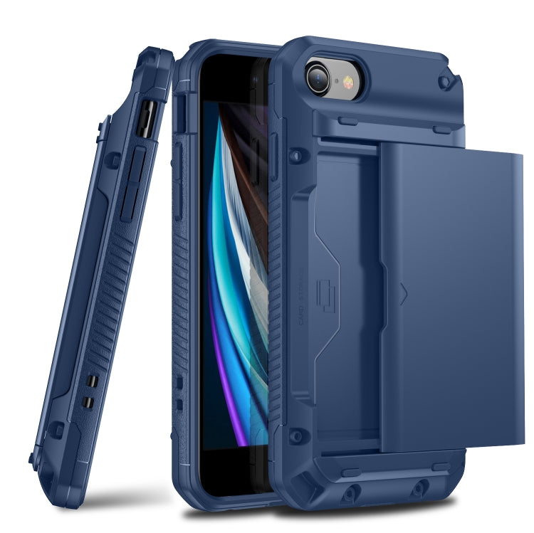 For iPhone 7 Plus / 8 Plus PC+TPU Shockproof Heavy Duty Armor Protective Case with Slide Multi-Card Slot