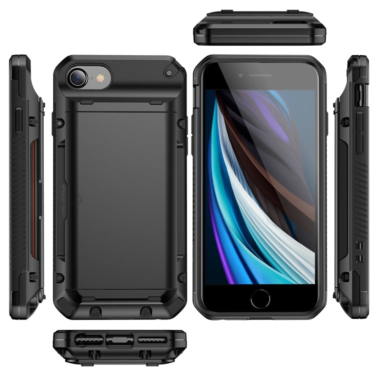 For iPhone 7 Plus / 8 Plus PC+TPU Shockproof Heavy Duty Armor Protective Case with Slide Multi-Card Slot