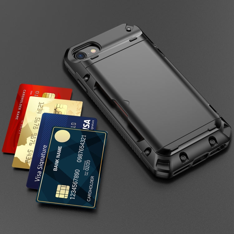 For iPhone 7 Plus / 8 Plus PC+TPU Shockproof Heavy Duty Armor Protective Case with Slide Multi-Card Slot