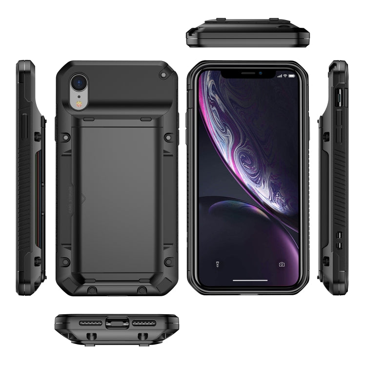For iPhone XR PC+TPU Shockproof Heavy Duty Armor Protective Case with Slide Multi-Card Slot