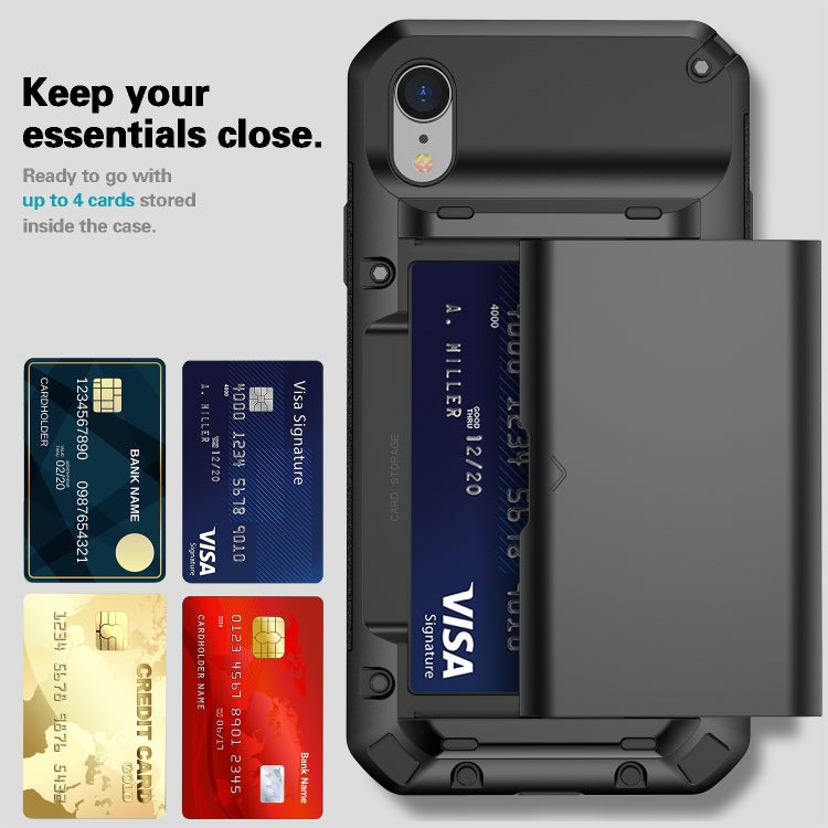 For iPhone XR PC+TPU Shockproof Heavy Duty Armor Protective Case with Slide Multi-Card Slot