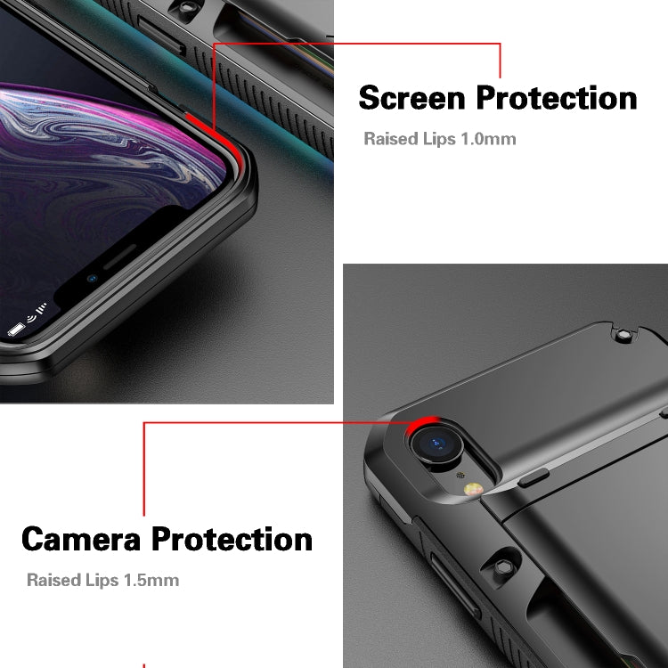 For iPhone XR PC+TPU Shockproof Heavy Duty Armor Protective Case with Slide Multi-Card Slot