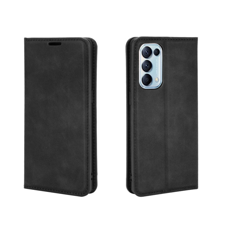 For OPPO Reno 5 5G Retro-skin Business Magnetic Suction Leather Case with Holder & Card Slots & Wallet