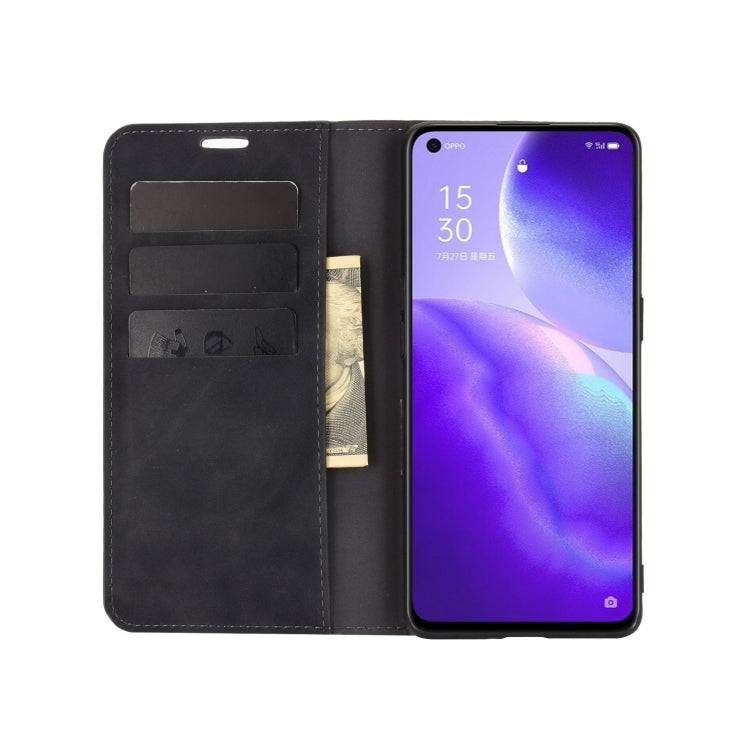For OPPO Reno 5 5G Retro-skin Business Magnetic Suction Leather Case with Holder & Card Slots & Wallet