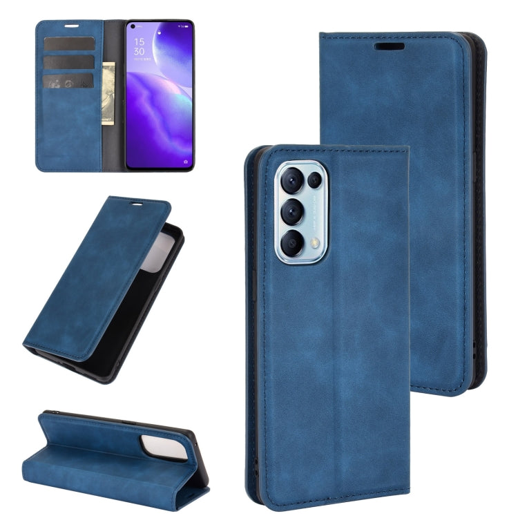 For OPPO Reno 5 5G Retro-skin Business Magnetic Suction Leather Case with Holder & Card Slots & Wallet