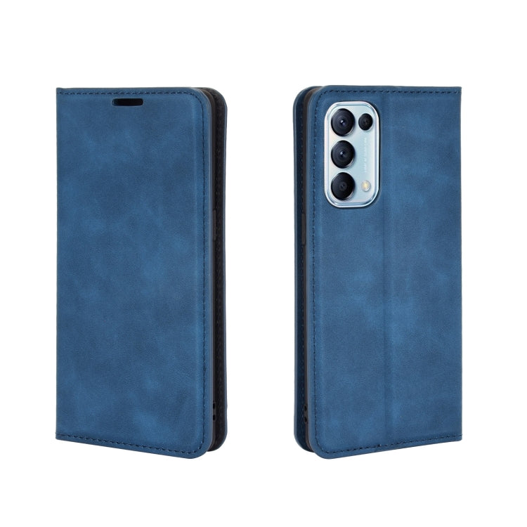 For OPPO Reno 5 5G Retro-skin Business Magnetic Suction Leather Case with Holder & Card Slots & Wallet