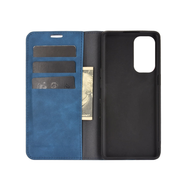 For OPPO Reno 5 5G Retro-skin Business Magnetic Suction Leather Case with Holder & Card Slots & Wallet