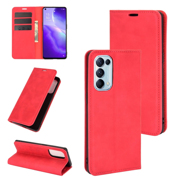 For OPPO Reno 5 5G Retro-skin Business Magnetic Suction Leather Case with Holder & Card Slots & Wallet