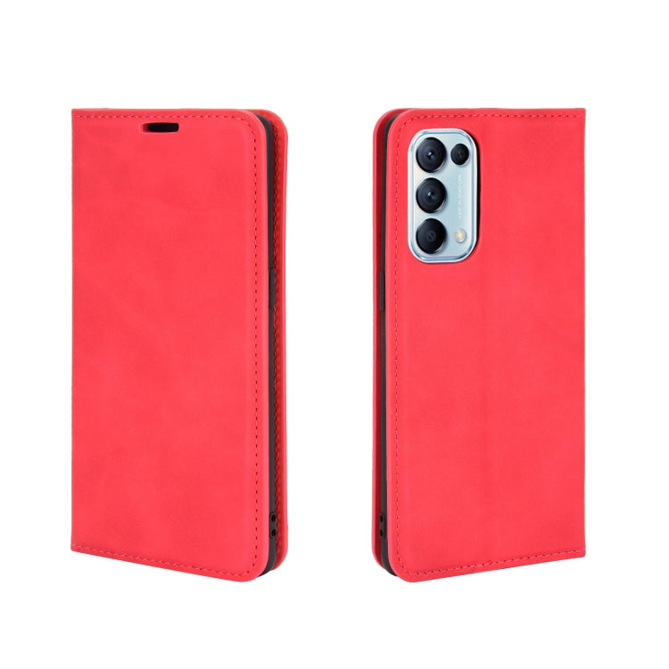 For OPPO Reno 5 5G Retro-skin Business Magnetic Suction Leather Case with Holder & Card Slots & Wallet