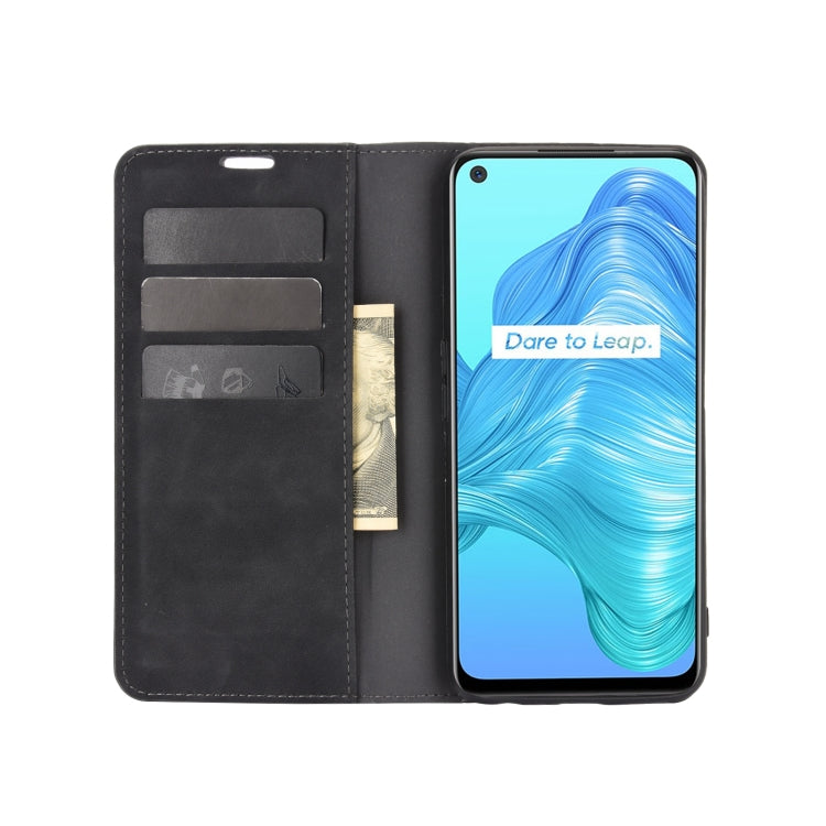 For OPPO Realme V5/K7X/Realme Q2/Realme 7 5G Retro-skin Business Magnetic Suction Leather Case with Holder & Card Slots & Wallet
