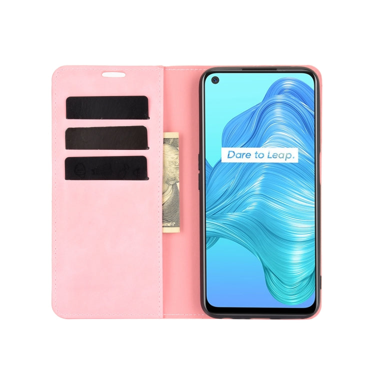 For OPPO Realme V5/K7X/Realme Q2/Realme 7 5G Retro-skin Business Magnetic Suction Leather Case with Holder & Card Slots & Wallet