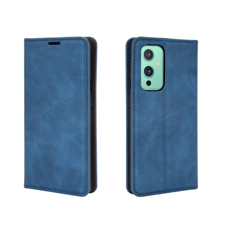 For OnePlus 9 Retro-skin Business Magnetic Suction Leather Case with Holder & Card Slots & Wallet
