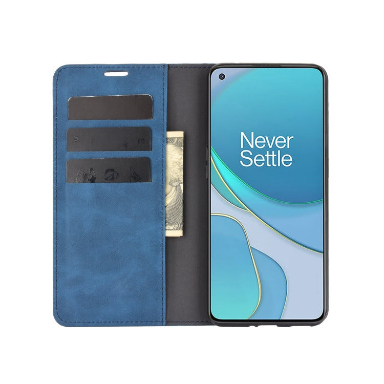 For OnePlus 9 Retro-skin Business Magnetic Suction Leather Case with Holder & Card Slots & Wallet