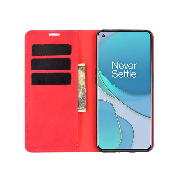For OnePlus 9 Retro-skin Business Magnetic Suction Leather Case with Holder & Card Slots & Wallet