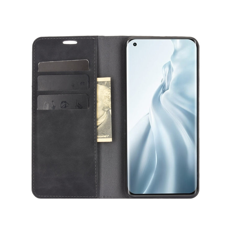 For Xiaomi Mi 11 Retro-skin Business Magnetic Suction Leather Case with Holder & Card Slots & Wallet