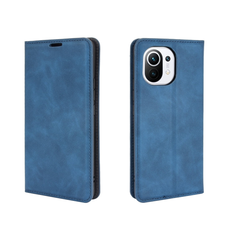 For Xiaomi Mi 11 Retro-skin Business Magnetic Suction Leather Case with Holder & Card Slots & Wallet