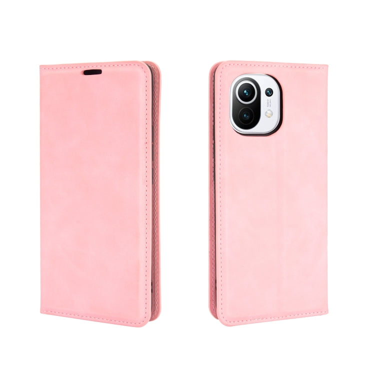For Xiaomi Mi 11 Retro-skin Business Magnetic Suction Leather Case with Holder & Card Slots & Wallet