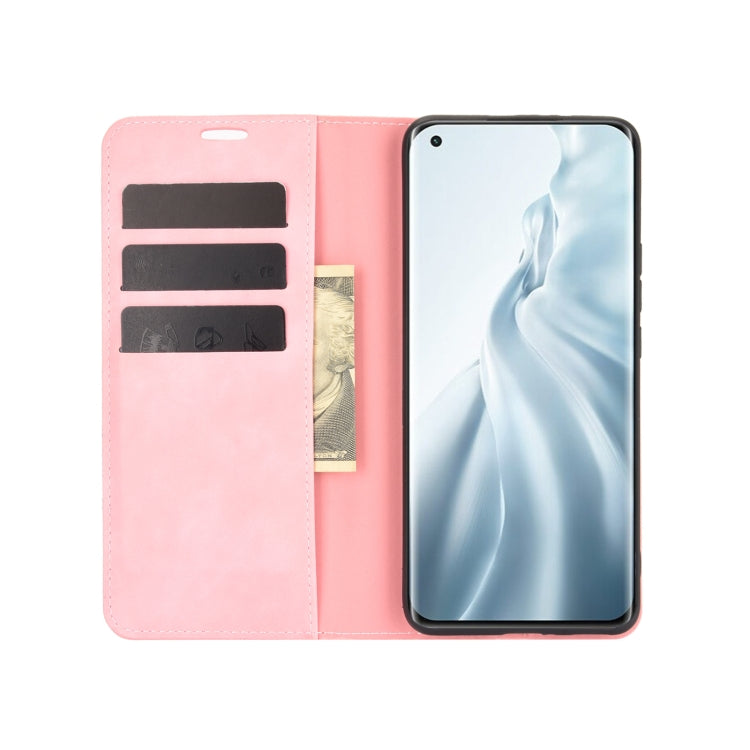 For Xiaomi Mi 11 Retro-skin Business Magnetic Suction Leather Case with Holder & Card Slots & Wallet
