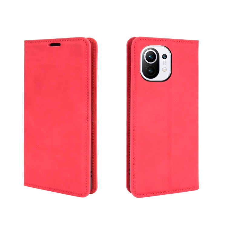 For Xiaomi Mi 11 Retro-skin Business Magnetic Suction Leather Case with Holder & Card Slots & Wallet