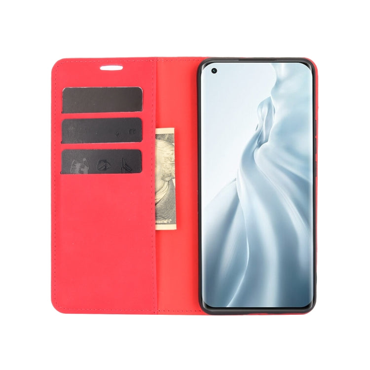 For Xiaomi Mi 11 Retro-skin Business Magnetic Suction Leather Case with Holder & Card Slots & Wallet