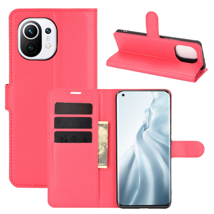 For Xiaomi Mi 11 Litchi Texture Horizontal Flip Protective Case with Holder & Card Slots & Wallet