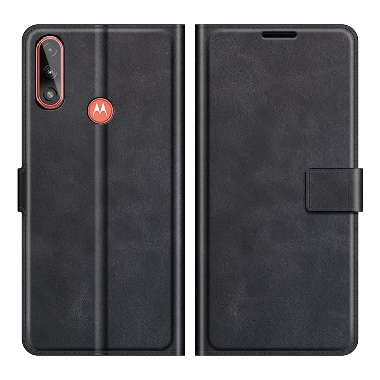 Retro Calf Pattern Buckle Card Wallet Left and Right Flip Phone Holster with Bracket Function For Motorola E7 Power