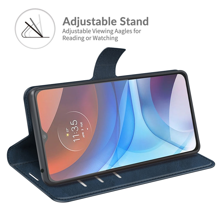 Retro Calf Pattern Buckle Card Wallet Left and Right Flip Phone Holster with Bracket Function For Motorola E7 Power