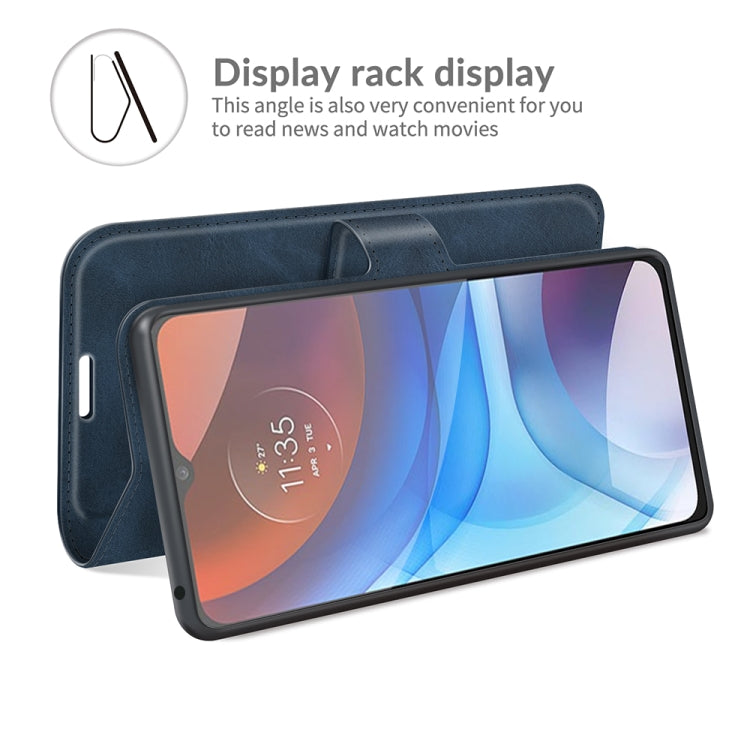 Retro Calf Pattern Buckle Card Wallet Left and Right Flip Phone Holster with Bracket Function For Motorola E7 Power