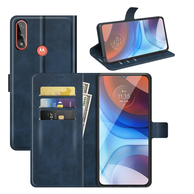 Retro Calf Pattern Buckle Card Wallet Left and Right Flip Phone Holster with Bracket Function For Motorola E7 Power