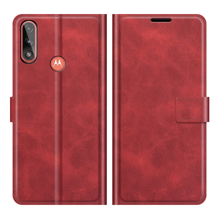 Retro Calf Pattern Buckle Card Wallet Left and Right Flip Phone Holster with Bracket Function For Motorola E7 Power