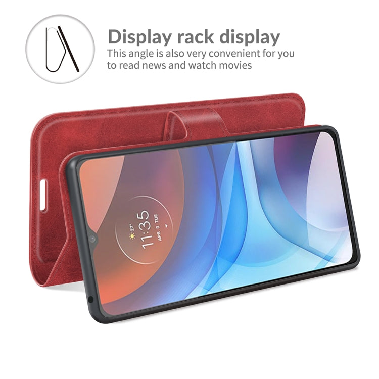 Retro Calf Pattern Buckle Card Wallet Left and Right Flip Phone Holster with Bracket Function For Motorola E7 Power