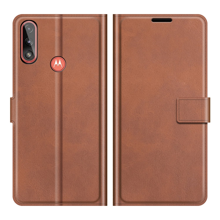 Retro Calf Pattern Buckle Card Wallet Left and Right Flip Phone Holster with Bracket Function For Motorola E7 Power