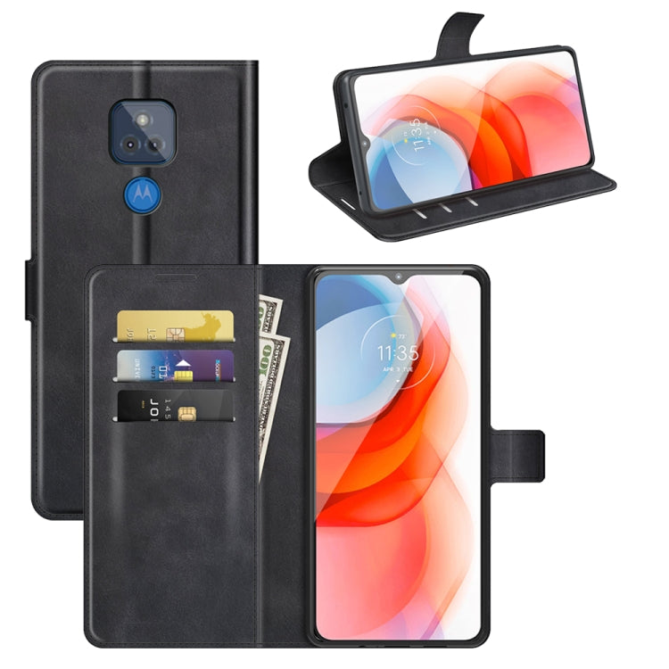 Retro Calf Pattern Buckle Card Wallet Left and Right Flip Phone Holster with Bracket Function For Motorola G Play 2021