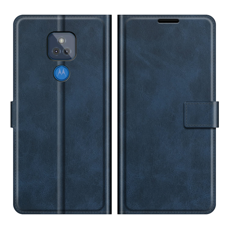 Retro Calf Pattern Buckle Card Wallet Left and Right Flip Phone Holster with Bracket Function For Motorola G Play 2021