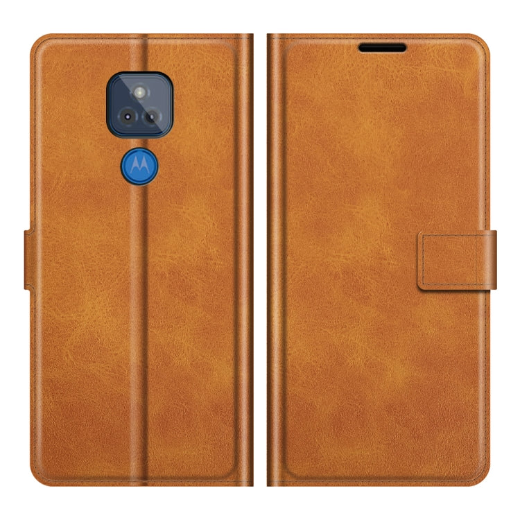 Retro Calf Pattern Buckle Card Wallet Left and Right Flip Phone Holster with Bracket Function For Motorola G Play 2021