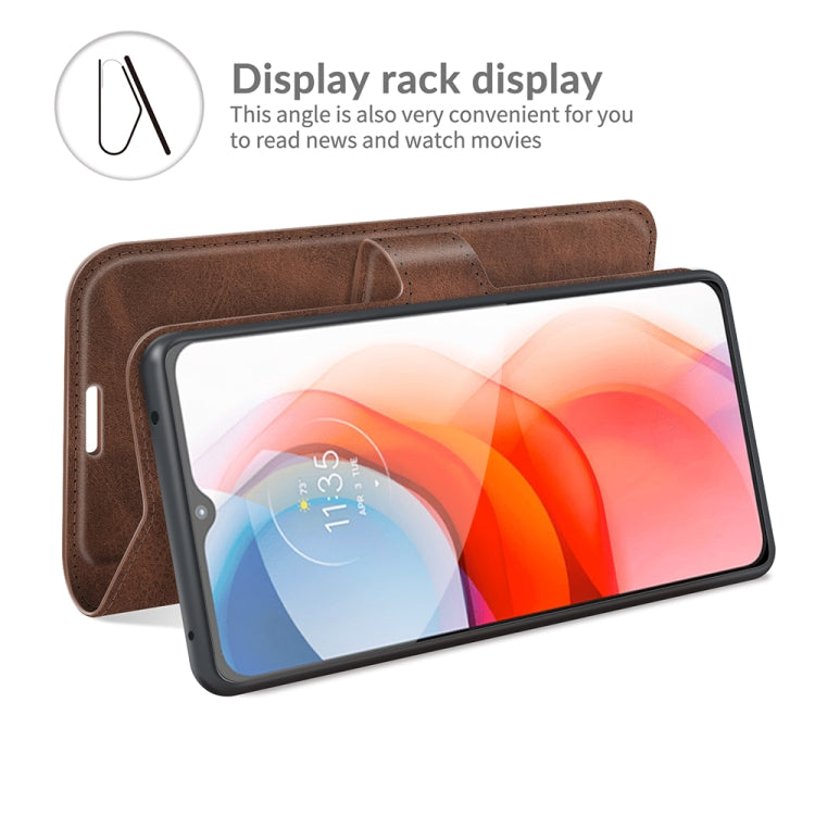 Retro Calf Pattern Buckle Card Wallet Left and Right Flip Phone Holster with Bracket Function For Motorola G Play 2021