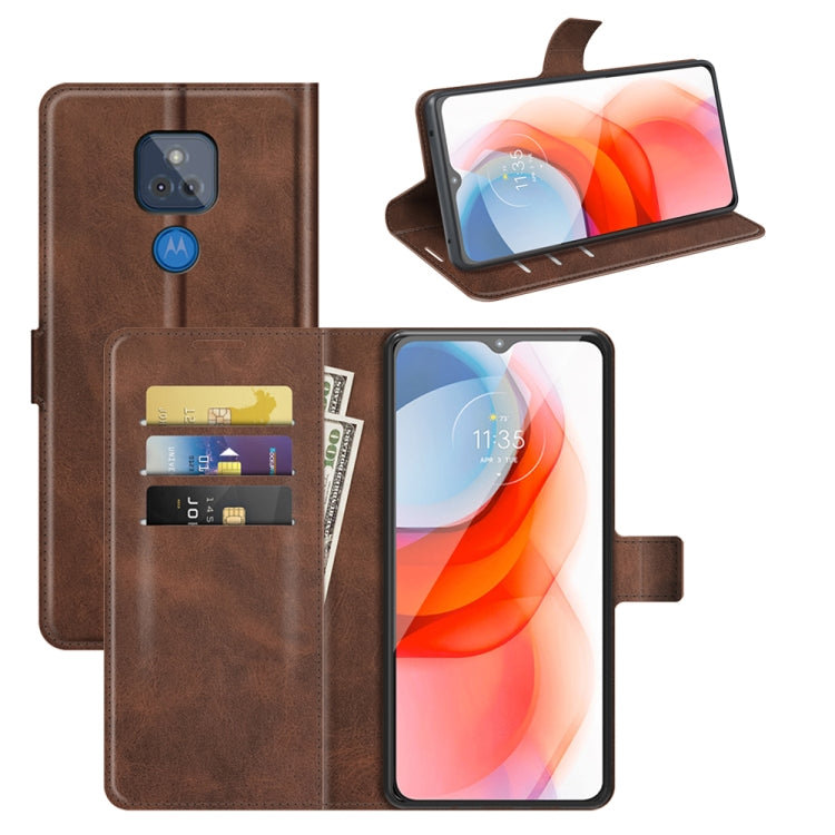 Retro Calf Pattern Buckle Card Wallet Left and Right Flip Phone Holster with Bracket Function For Motorola G Play 2021